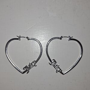 Juicy Couture Silver Heart Hoop Earrings